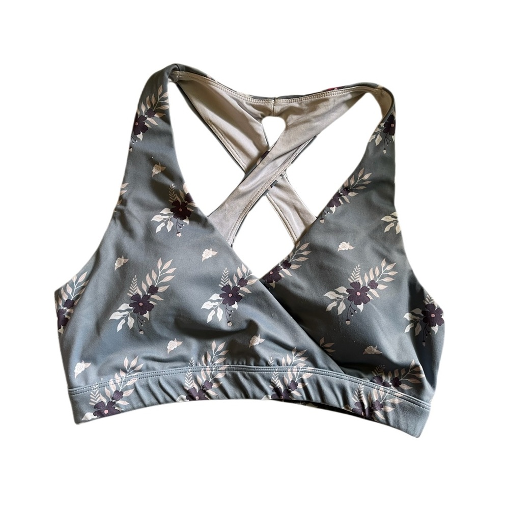Blue floral sports bra